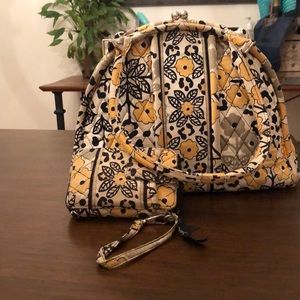 Vera Bradley Floral Cheetah Bag and Wallet Set